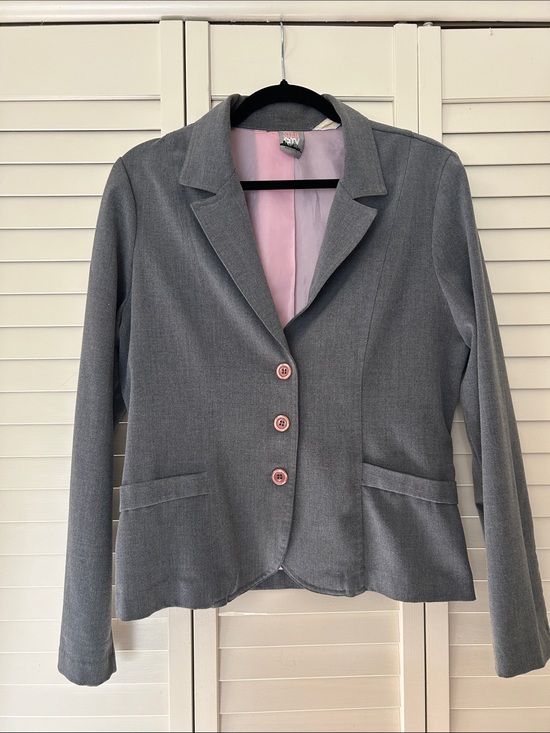 Star City Jackets & Blazers - Retro Early 00s Star City Charcoal Blazer with Soft Pink Lining Size Medium